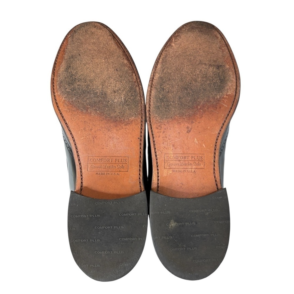 VTG Comfort Plus Mens Wingtip Tassel Black Leather Loafers Sz 11.5 D/B Made USA - Picture 10 of 14
